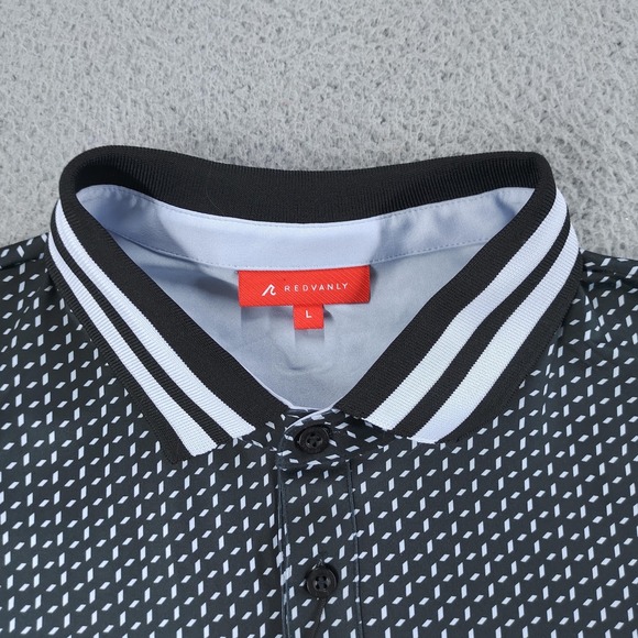 Redvanly PUREpoly Pascal Polo Shirt Mens Large Black Geometric Golf Performance - Picture 5 of 16